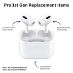 Replacement AirPods and charging case with ResoundCare branding on a white background